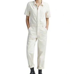 Everlane Short Sleeve Jumpsuit Coverall in Soft White Denim size 4